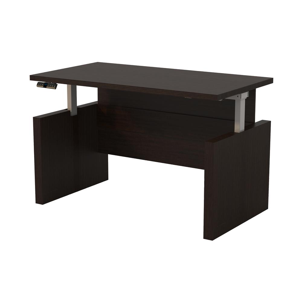 Aberdeen® Height-Adjustable Desk, Straight Front Top & Base, 72" W - Mocha. Picture 1