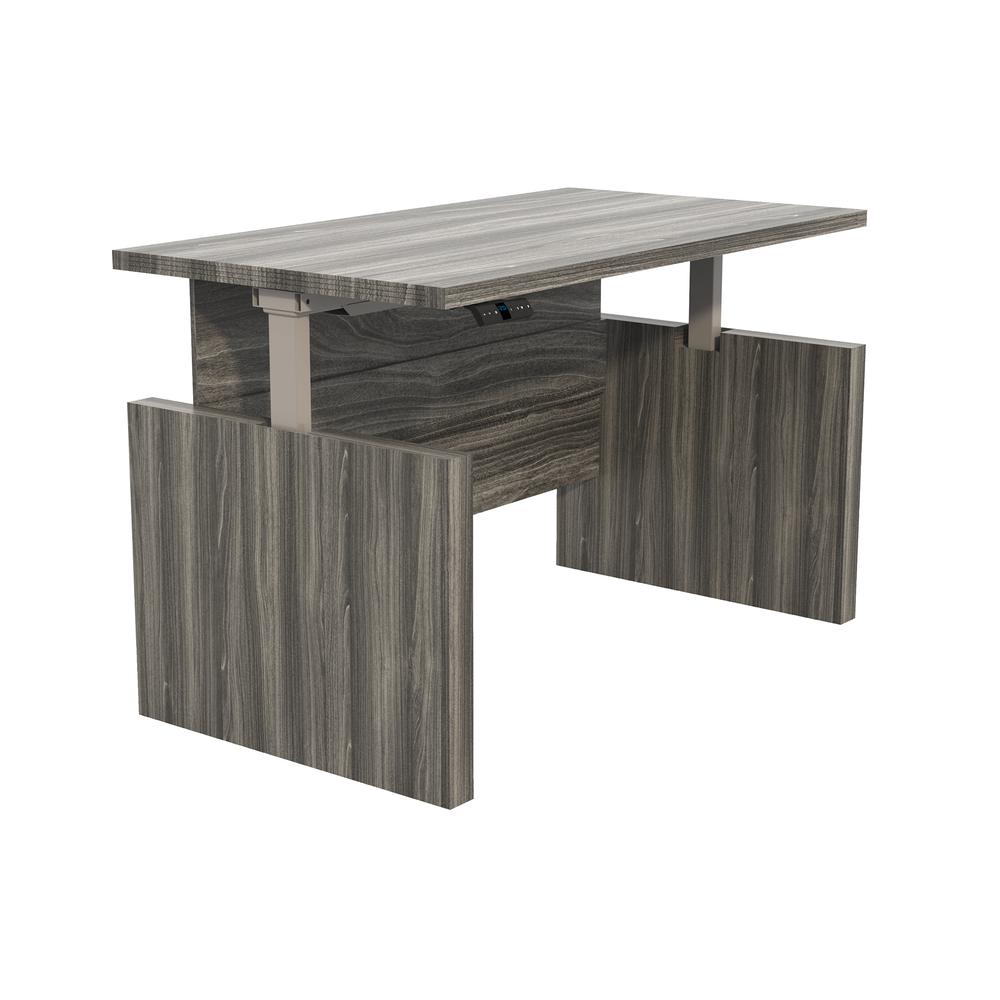 Aberdeen® Height-Adjustable Desk, Straight Front Top & Base, 72" W - GraySteel. Picture 1