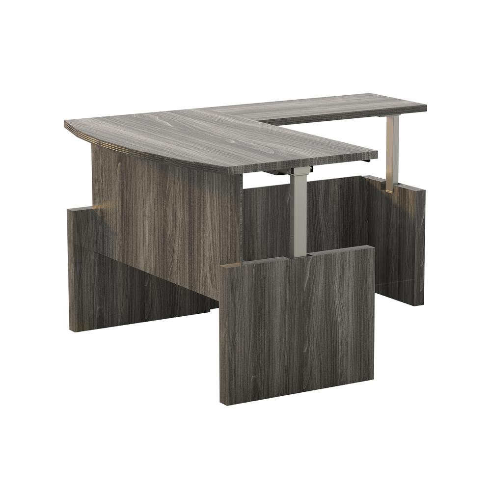 Aberdeen® Height-Adjustable Desk, Bow Front with Return, 72" W - GraySteel. Picture 1