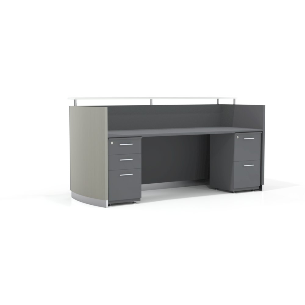 87-1/4" Reception Station with (1) Box/Box/File and (1) File/File Pedestal, Textured Sea Salt. Picture 1