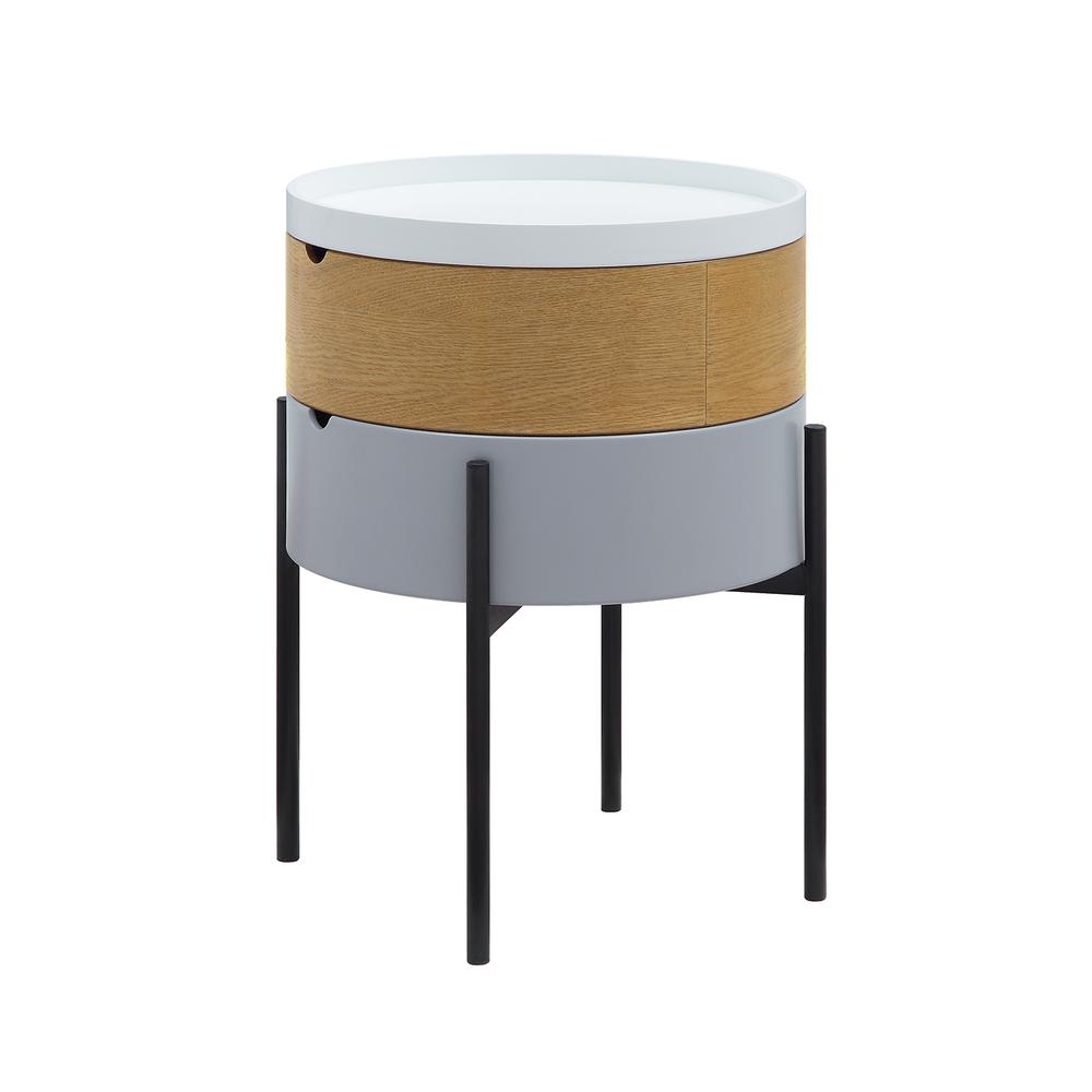 Tray Top End Table With 2-Storage Bin & Black Steel Legs. Picture 17