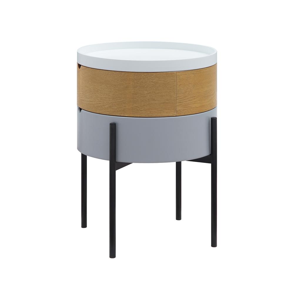 Tray Top End Table With 2-Storage Bin & Black Steel Legs. Picture 18