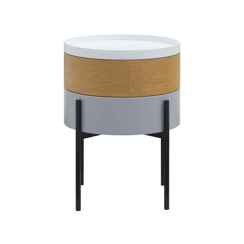 Tray Top End Table With 2-Storage Bin & Black Steel Legs. Picture 19