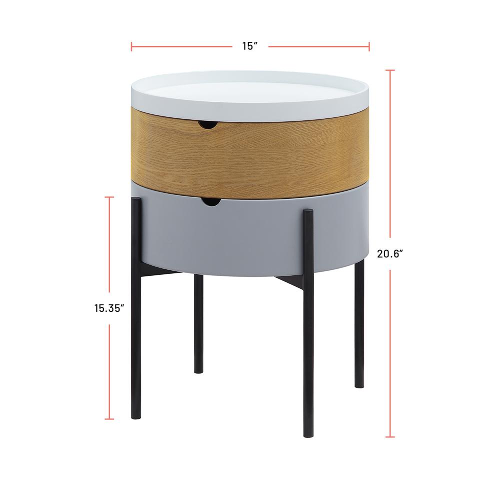 Tray Top End Table With 2-Storage Bin & Black Steel Legs. Picture 4