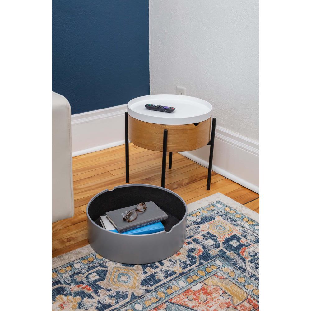 Tray Top End Table With 2-Storage Bin & Black Steel Legs. Picture 14