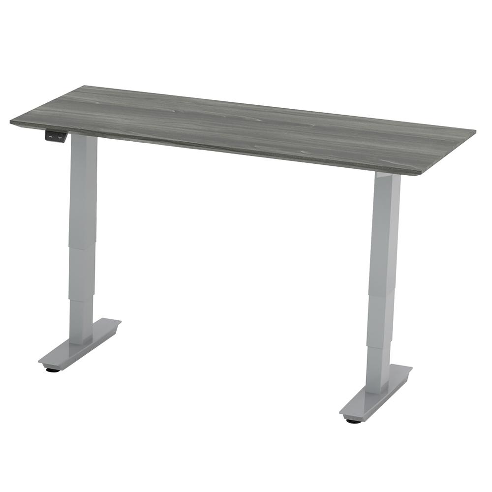 Medina™ 48" Non-Handed Straight Bridge with 3-Stage Height-Adjustable Base - GraySteel. Picture 1