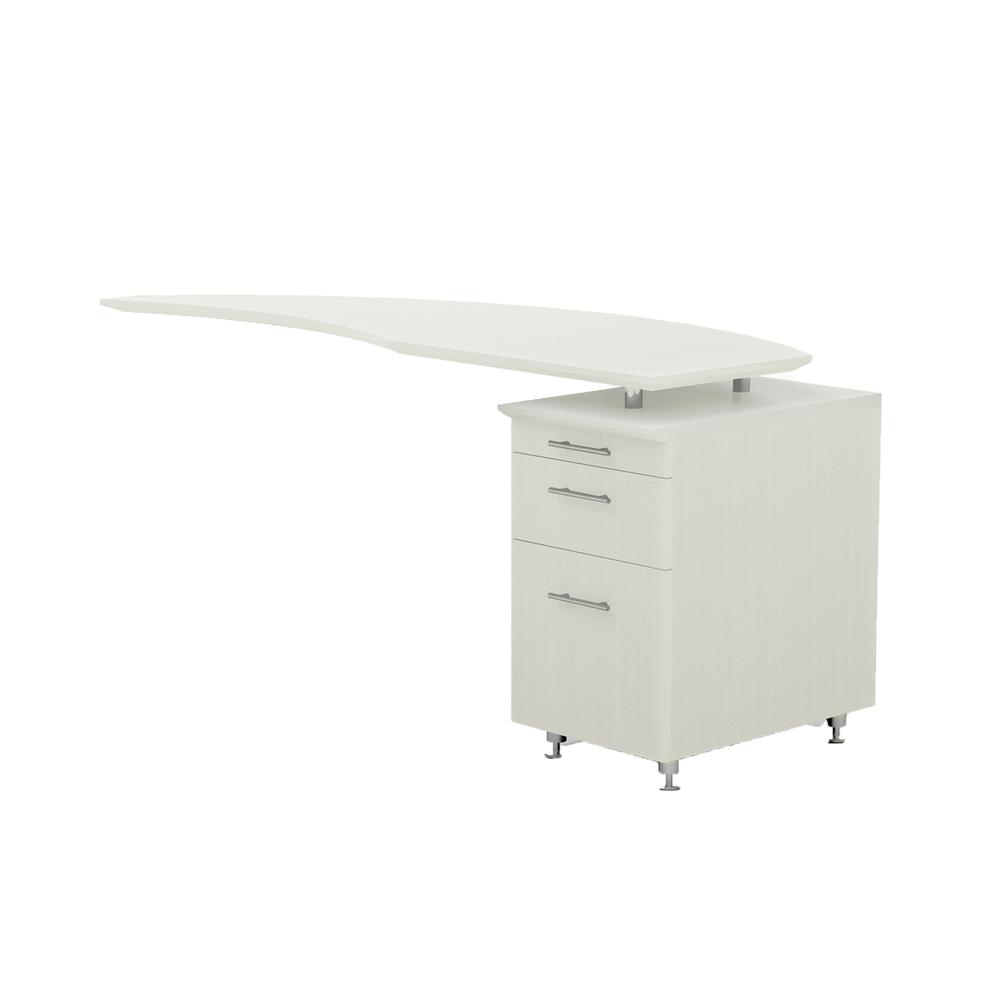 Curved Desk Return With Pencil-Box-File Pedestal (Right), Textured Sea Salt. Picture 2
