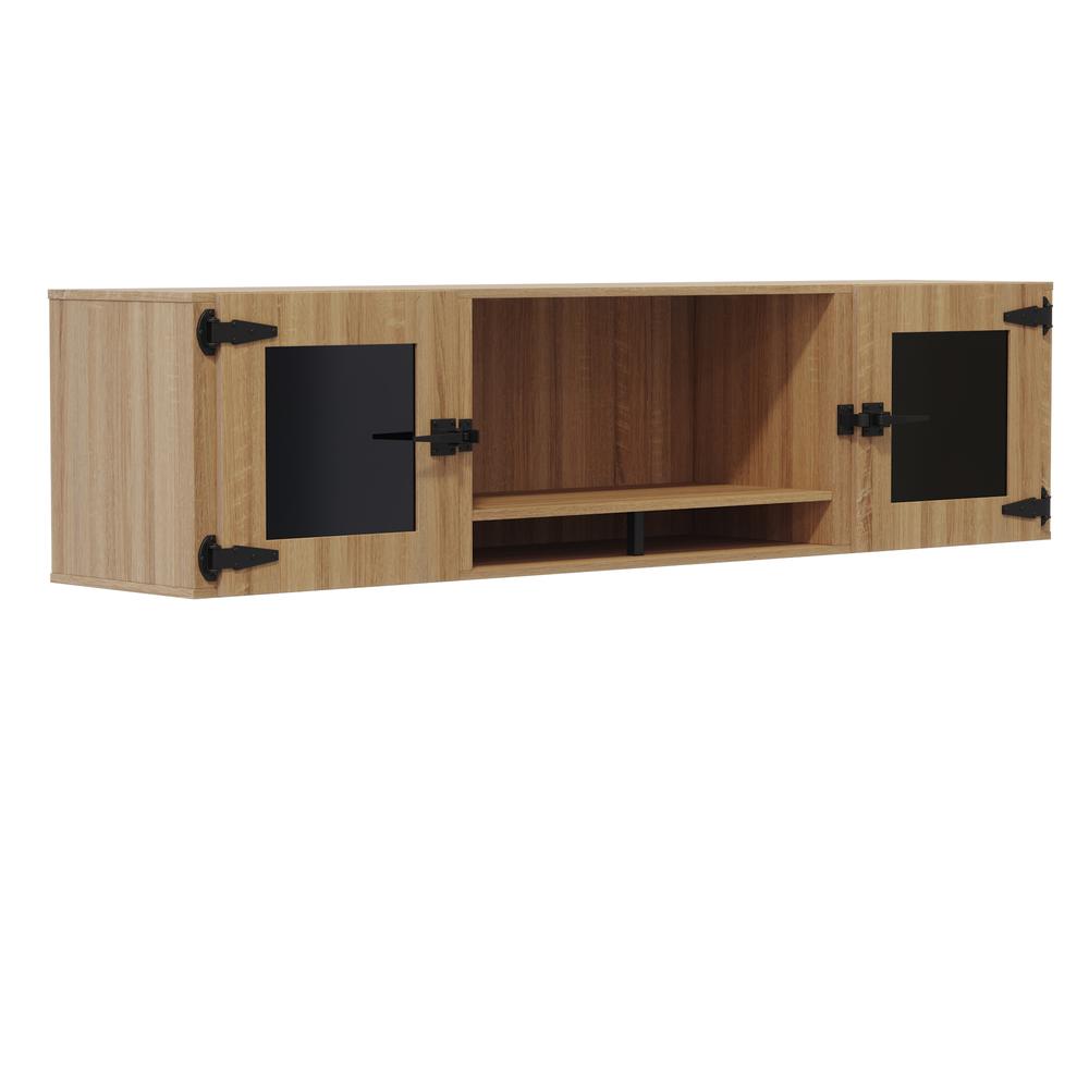 Mirella™ 72” Wall-Mounted Hutch with Glass Doors - SandDune. Picture 1