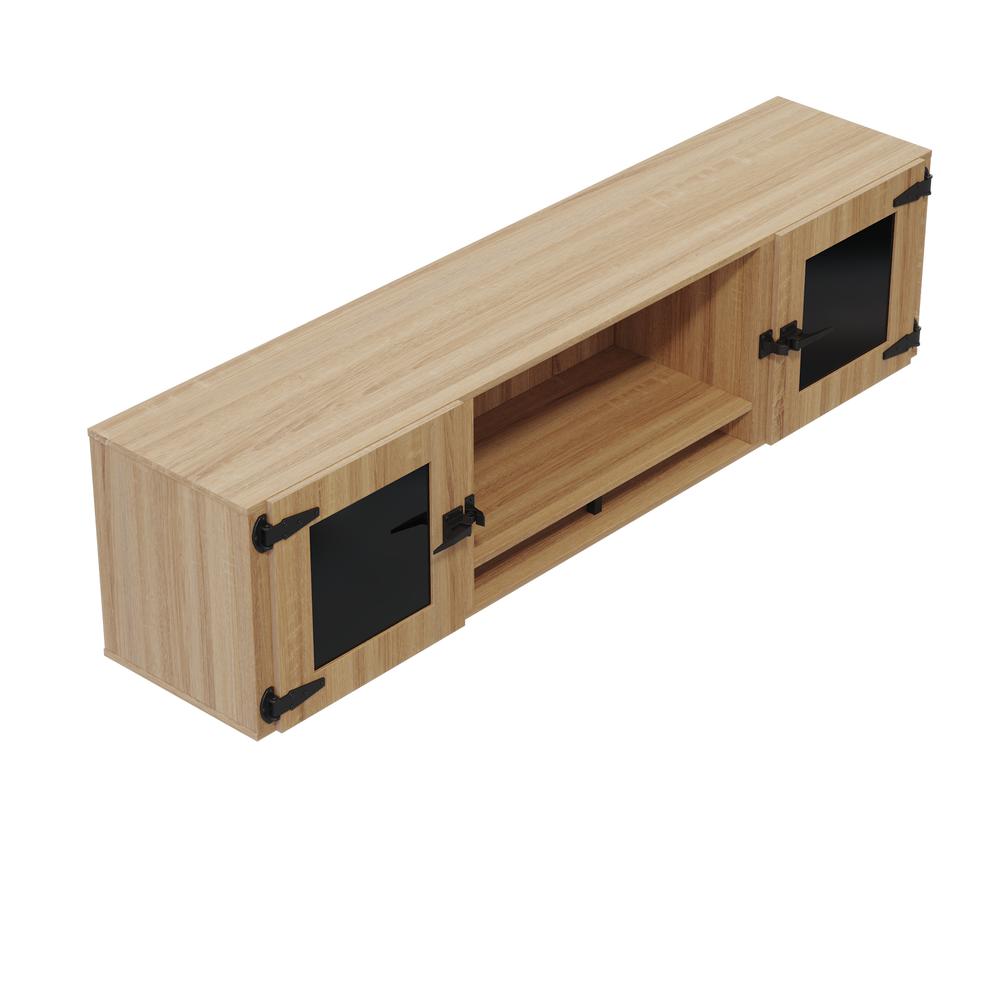 Mirella™ 72” Wall-Mounted Hutch with Glass Doors - SandDune. Picture 2