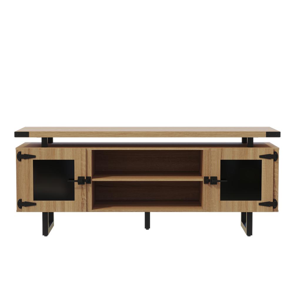 Mirella™ Low Wall Cabinet Glass Doors Sand Dune. Picture 1