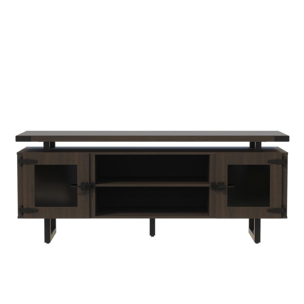 Mirella™ Low Wall Cabinet Glass Doors Southern Tobacco. Picture 1
