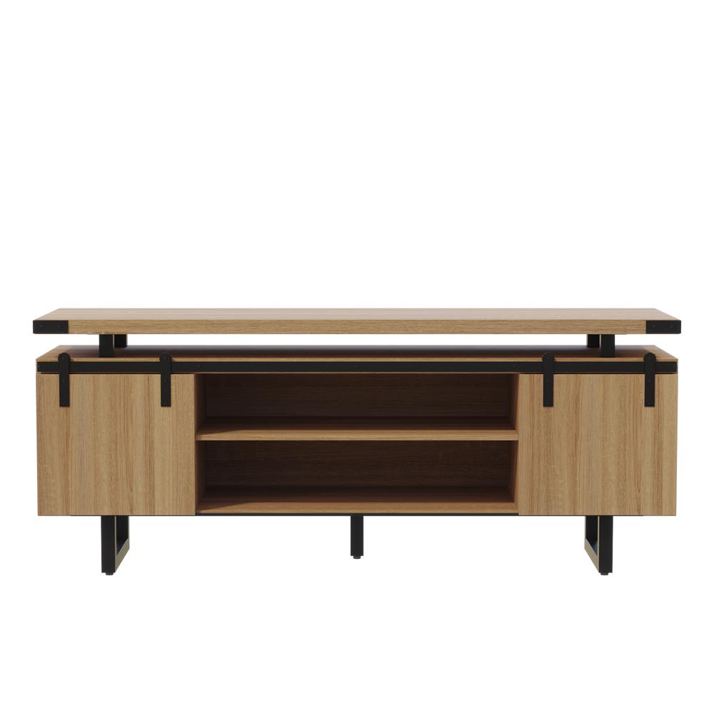Mirella™ Low Wall Cabinet Wood Doors Sand Dune. Picture 1