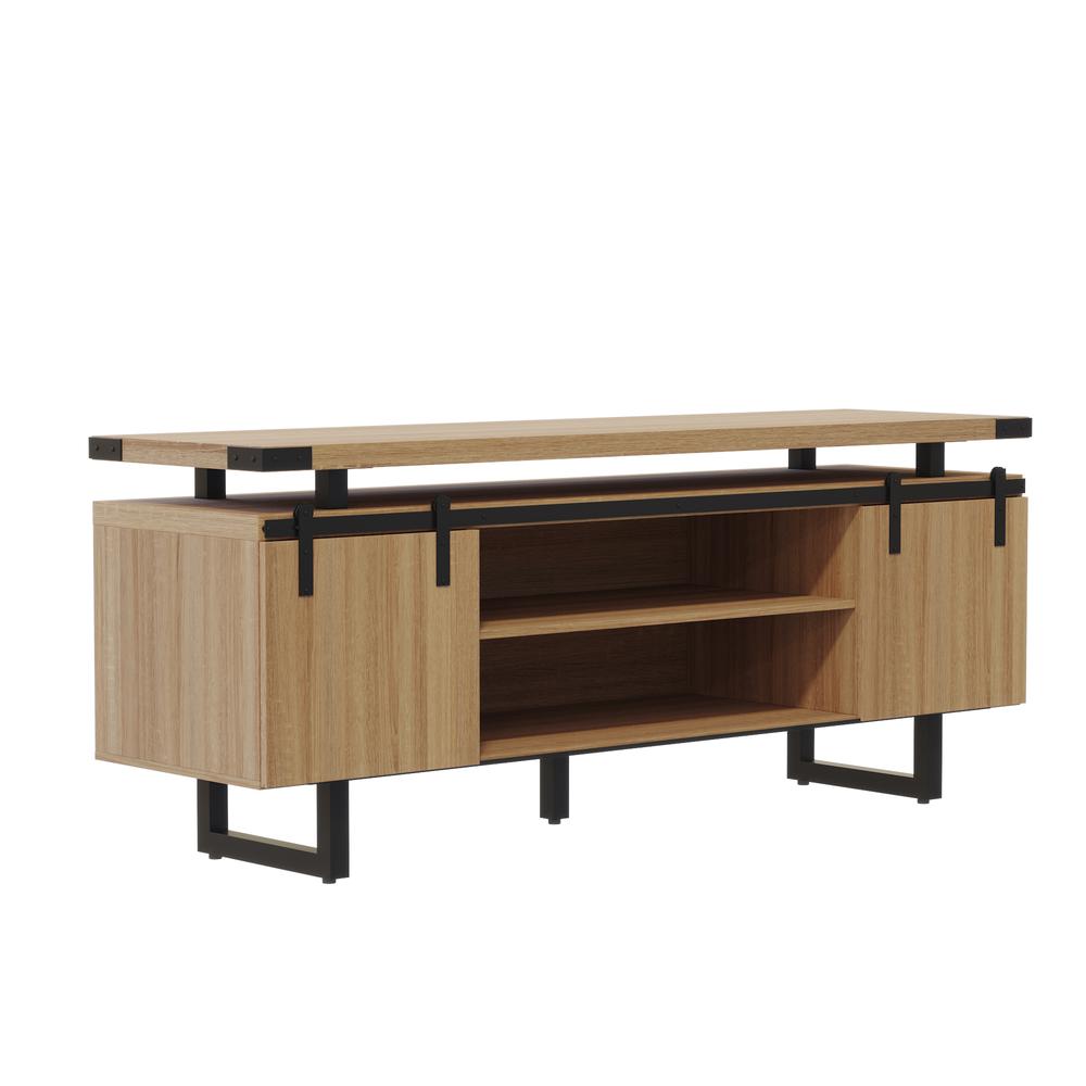 Mirella™ Low Wall Cabinet Wood Doors Sand Dune. Picture 2