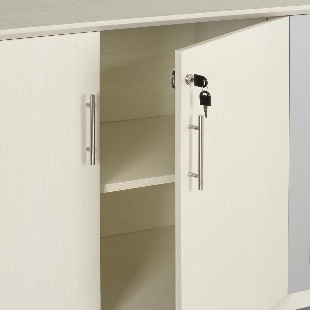 Low Wall Cabinet with Doors (Wood/Glass Door Combination), Textured Sea Salt. Picture 5