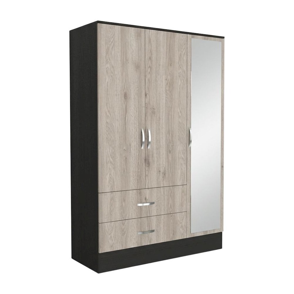 Bolton 120 Mirrored Armoire Black / Light Gray MDF. Picture 1