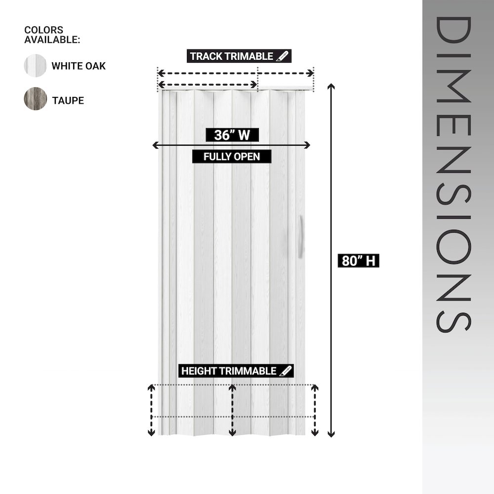 36" W Double Walled Foldable Heavy Duty Accordion Doors, White. Picture 4