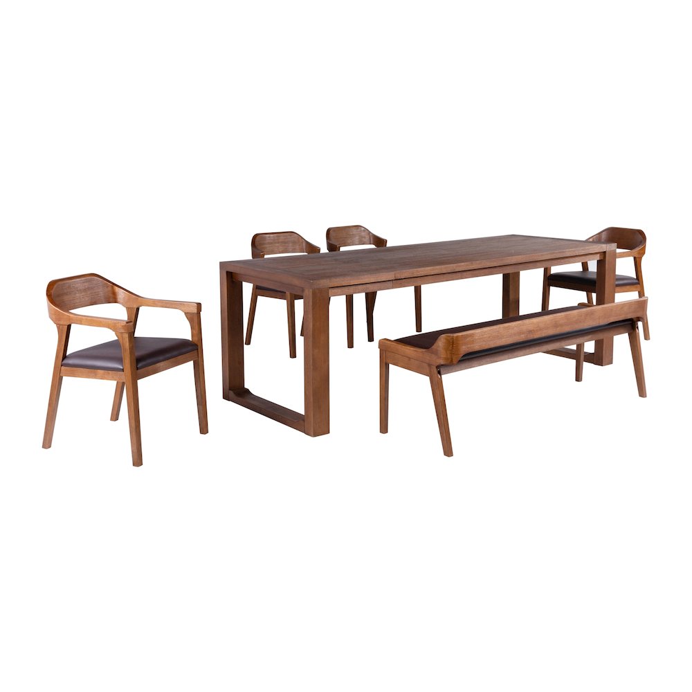 Rasmus 6pc Dining Set - Chestnut Wire-Brush Finish. Picture 1