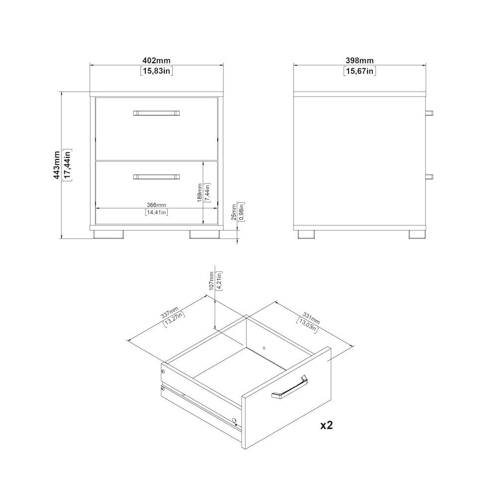Sofia 2 Drawer Nightstand - Set of 2, Jackson Hickory. Picture 11