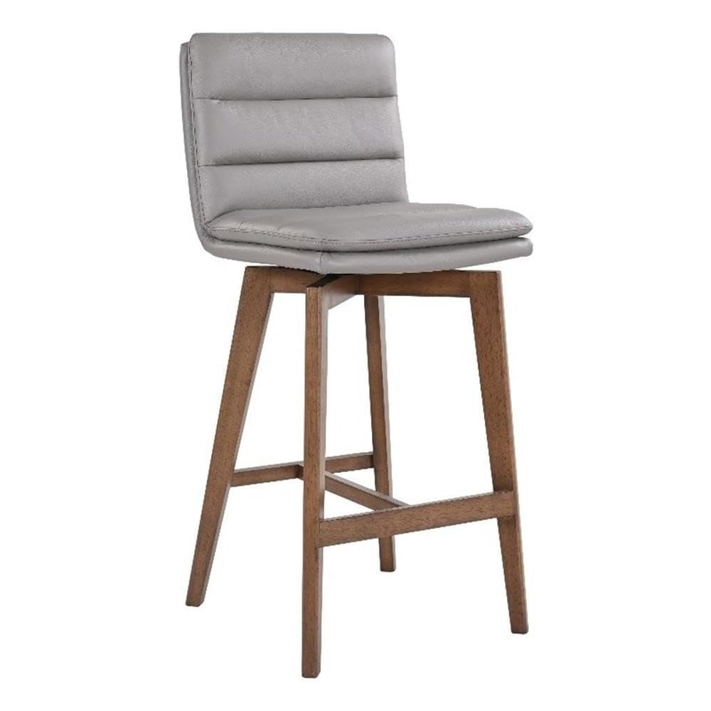 Castor Genuine Leather Bar Chair, Gray. Picture 1