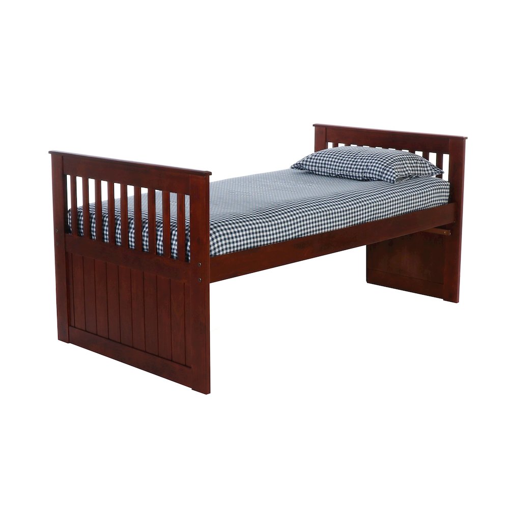 Donco Kids Twin Mission Rake Bed in Merlot. Picture 1