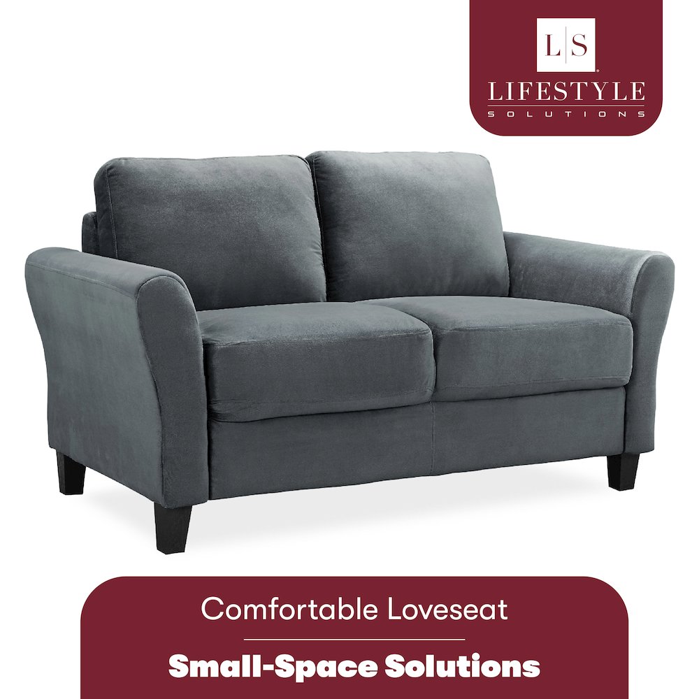 Westin Loveseat Rolled Arm Dark Grey. Picture 7