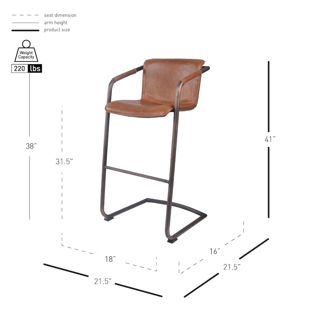 Indy Faux Leather Bar Stool, (Set of 2). Picture 6