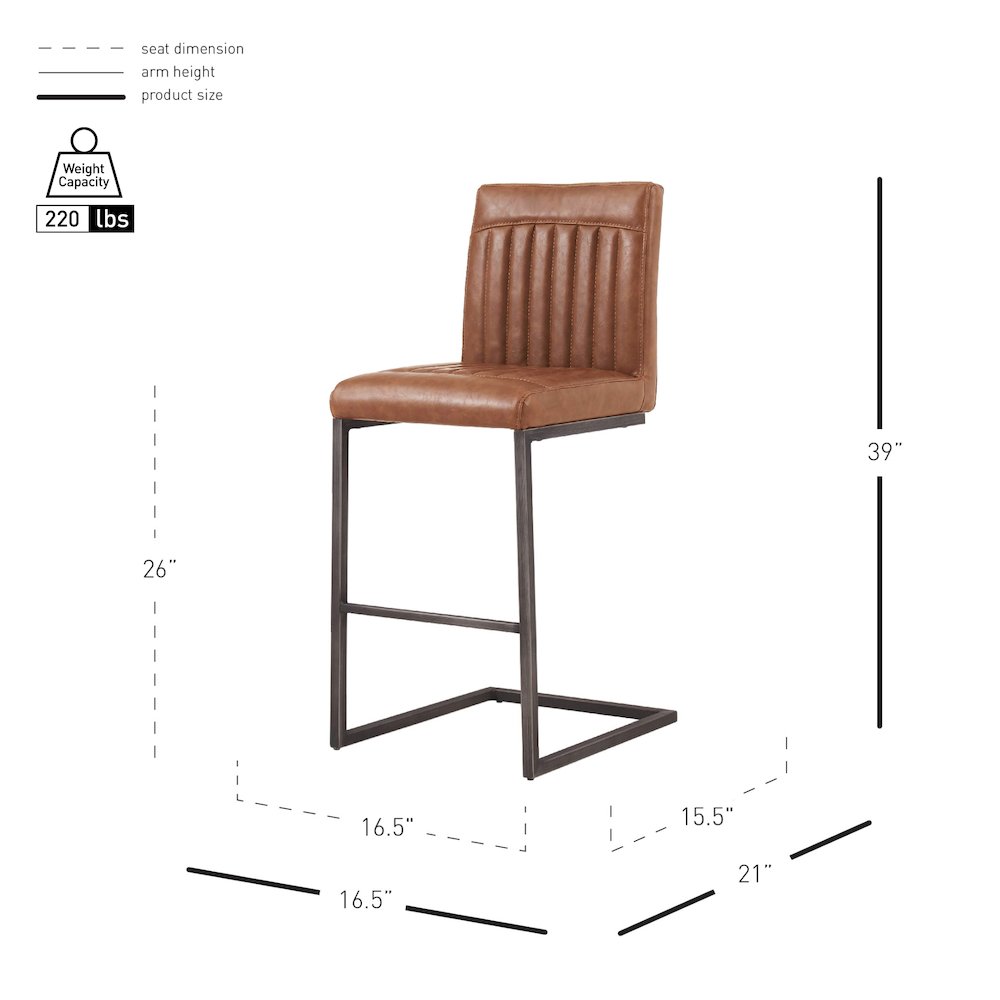 Ronan Faux Leather Counter Stool, (Set of 2). Picture 7