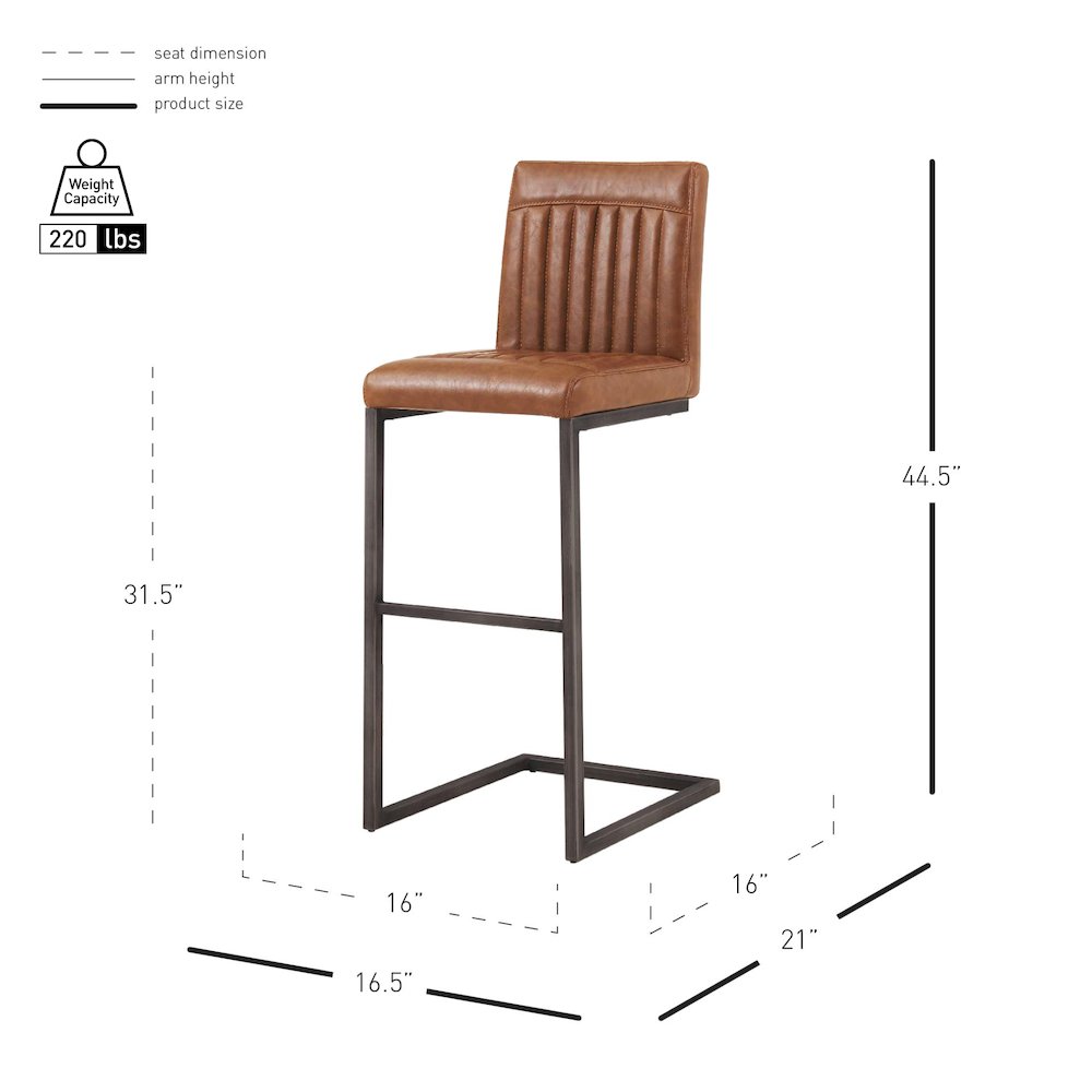 Ronan Faux Leather Bar Stool, (Set of 2). Picture 7