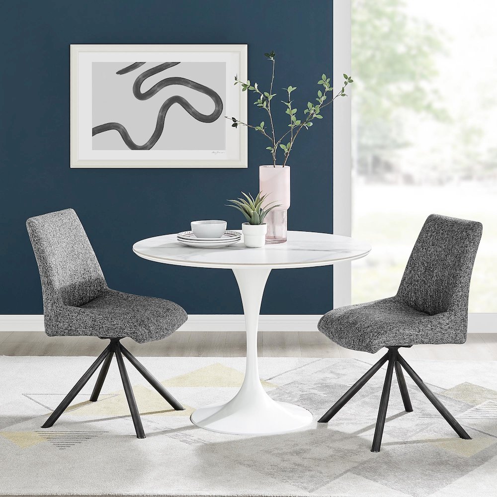 Viona Chenille Swivel Dining Side Chair (Seat), (Set of 2). Picture 10