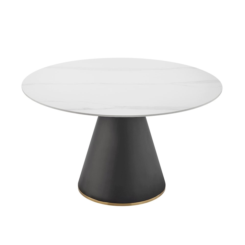 Geneva Ceramic Top 51" Round Dining Table w/ Gold Trim. Picture 2