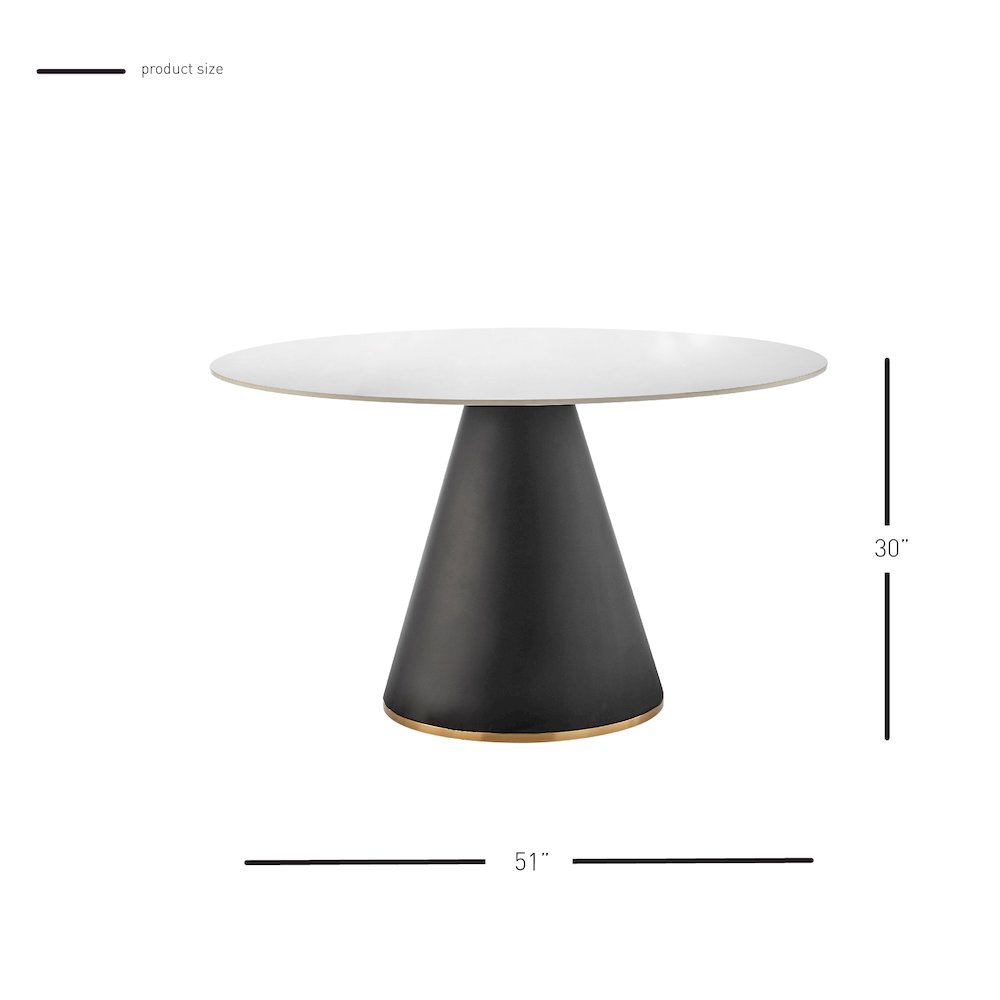 Geneva Ceramic Top 51" Round Dining Table w/ Gold Trim. Picture 9