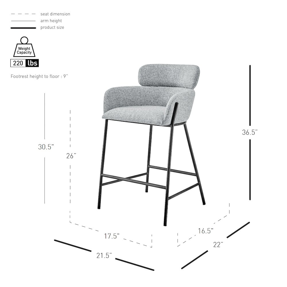 Finley Chenille Counter Stool. Picture 11