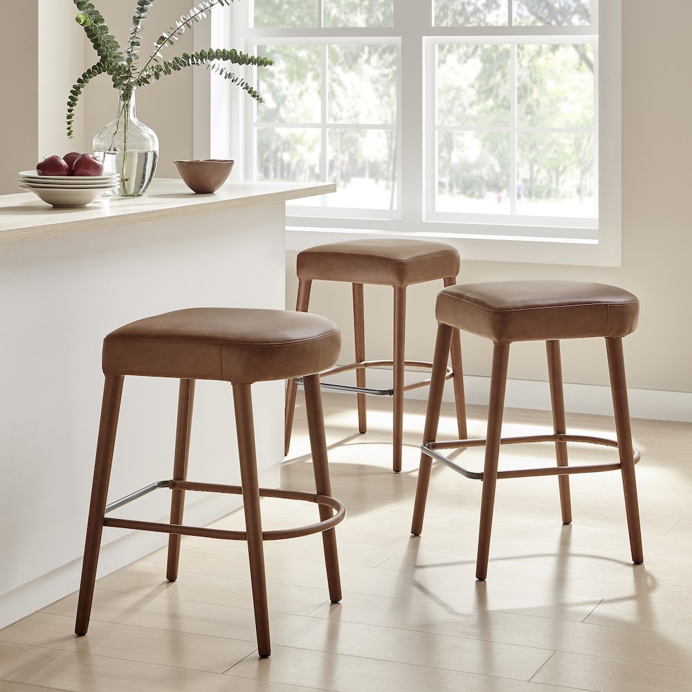 Rylee Faux Leather Backless Counter Stool, (Set of 2). Picture 10