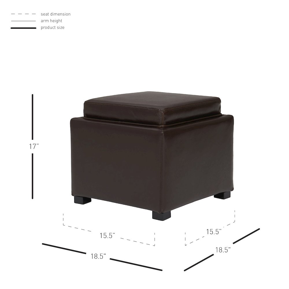 Cameron Leather Square Storage Ottoman. Picture 8