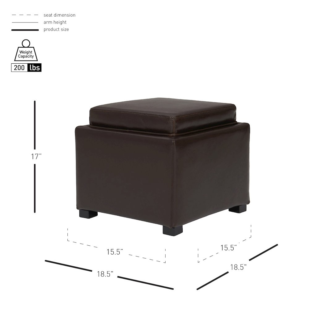Cameron Leather Square Storage Ottoman. Picture 7