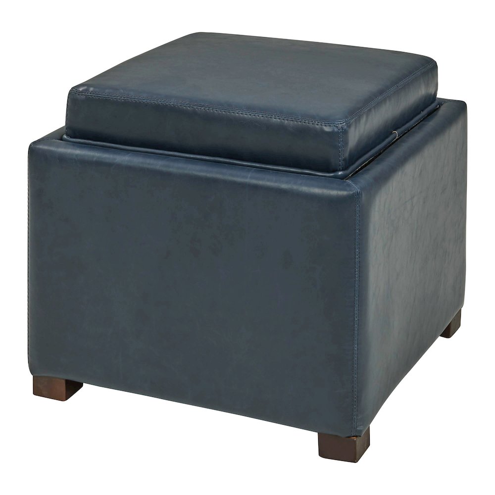 Cameron Bonded Leather Square Storage Ottoman. Picture 1