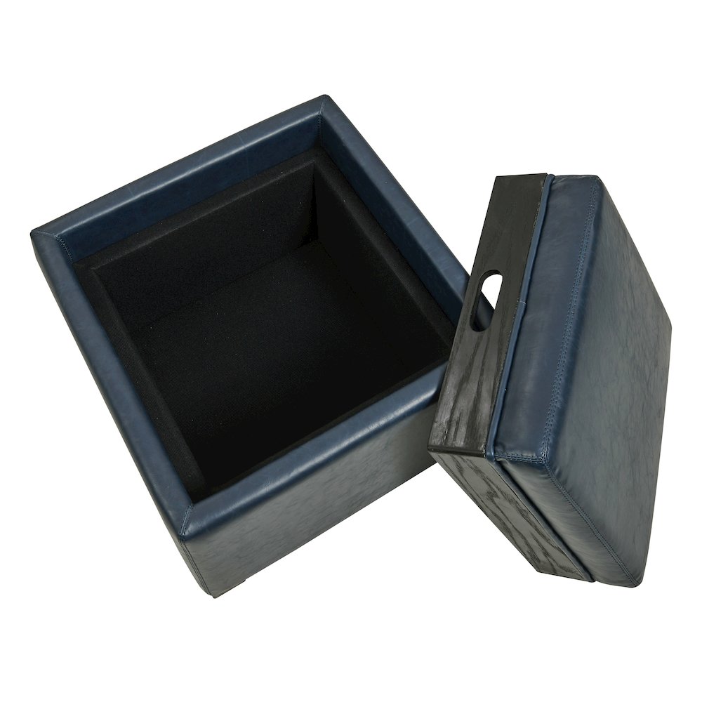Cameron Bonded Leather Square Storage Ottoman. Picture 3