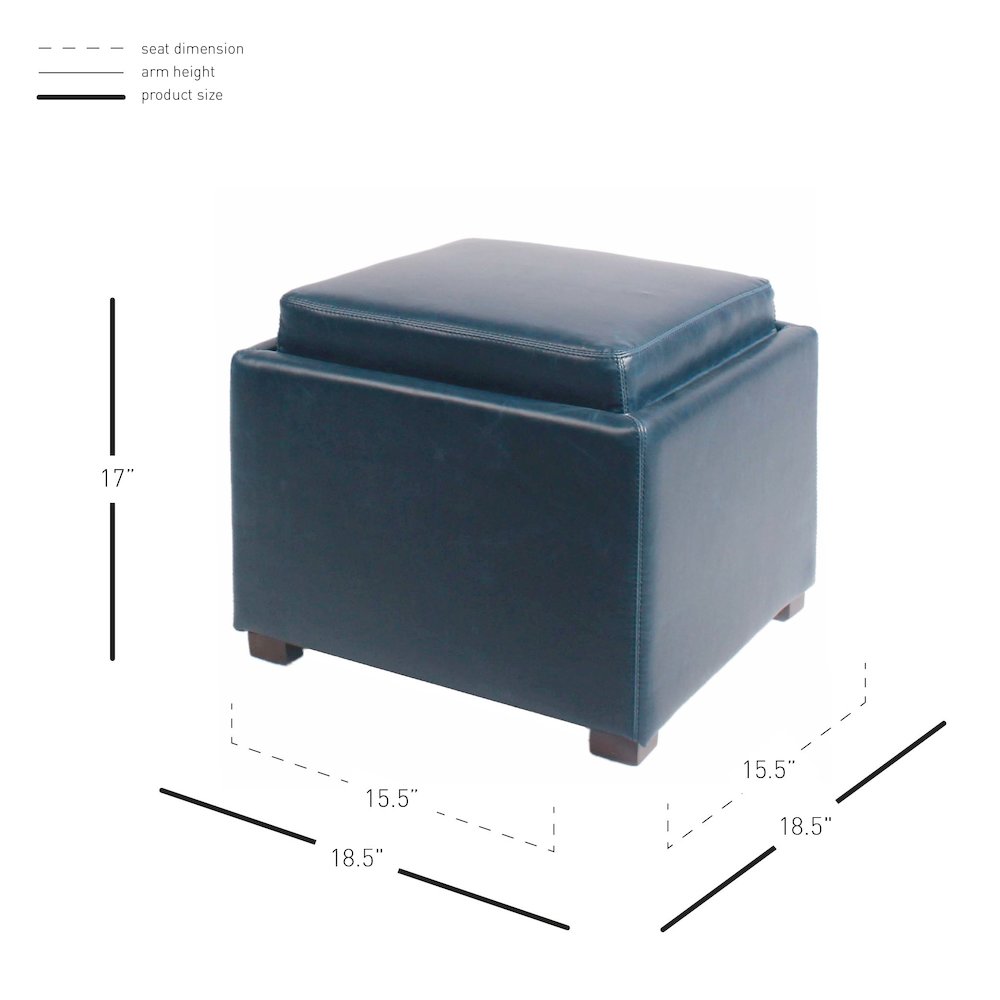 Cameron Bonded Leather Square Storage Ottoman. Picture 6