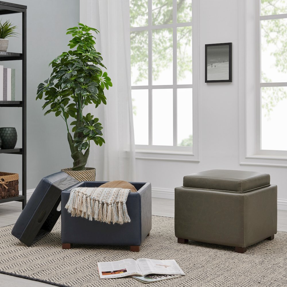 Cameron Bonded Leather Square Storage Ottoman. Picture 4