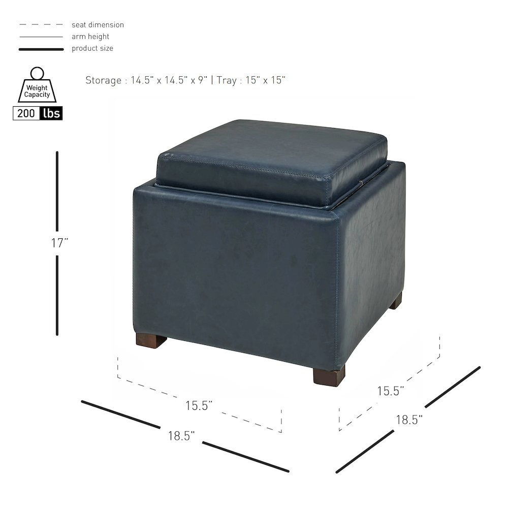 Cameron Bonded Leather Square Storage Ottoman. Picture 5