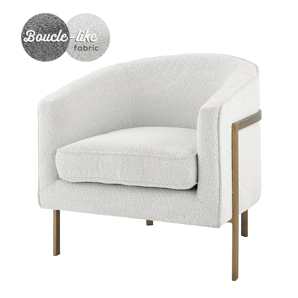 Harrod Boucle Accent Arm Chair Antique Gold Legs. Picture 10
