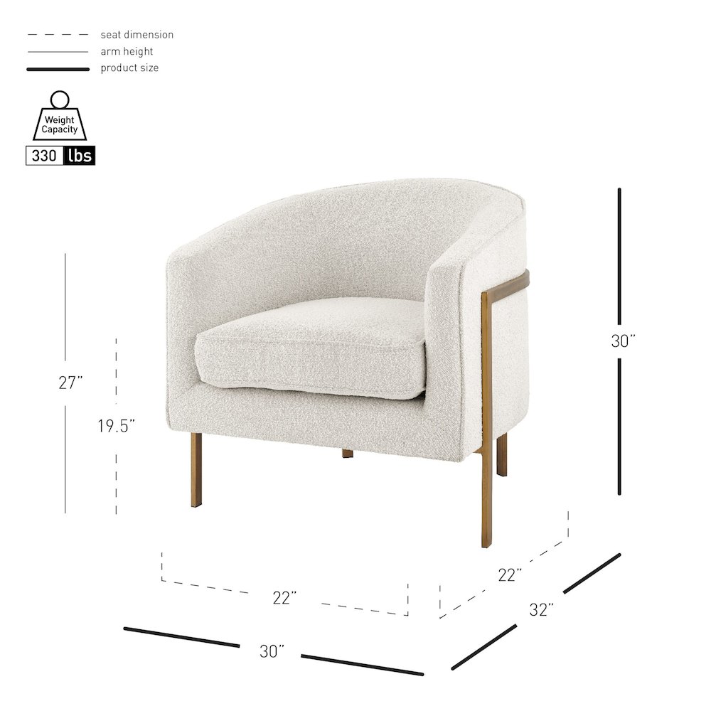 Harrod Boucle Accent Arm Chair Antique Gold Legs. Picture 8