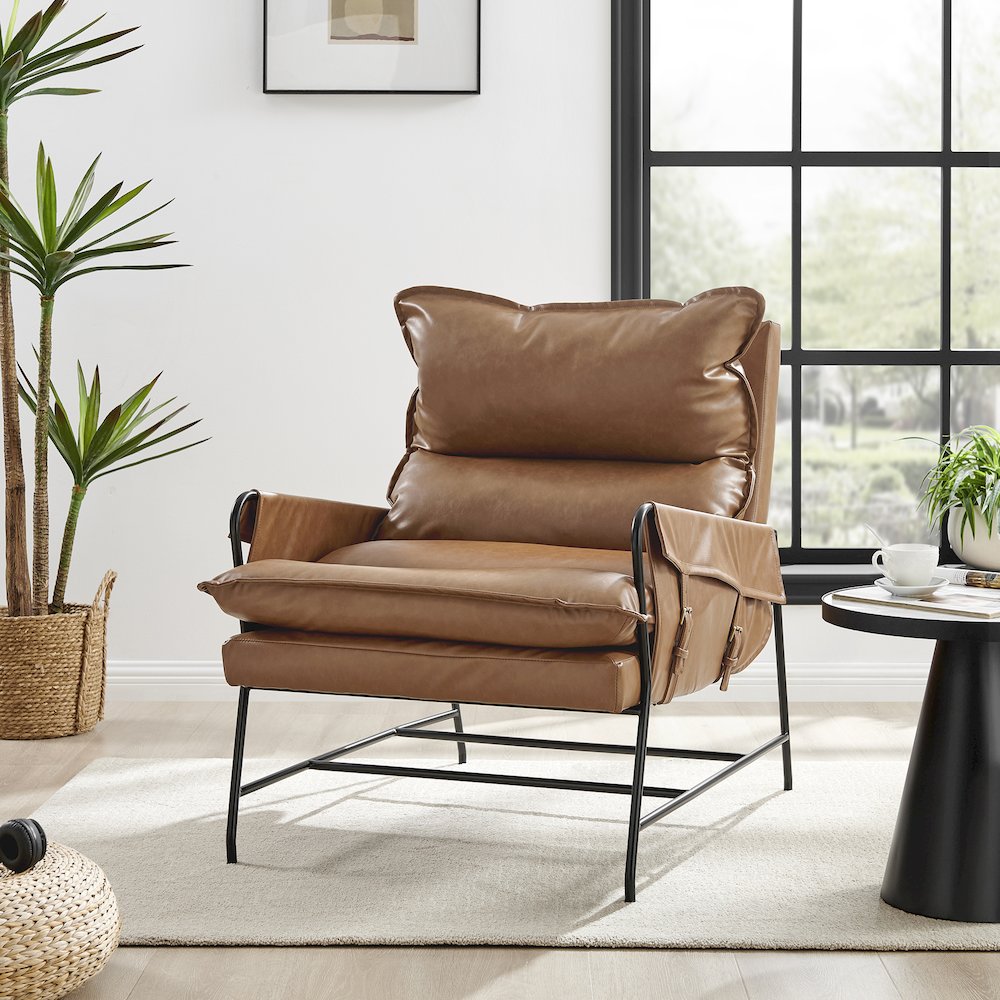 Thierry Faux Leather Accent Arm Chair. Picture 9