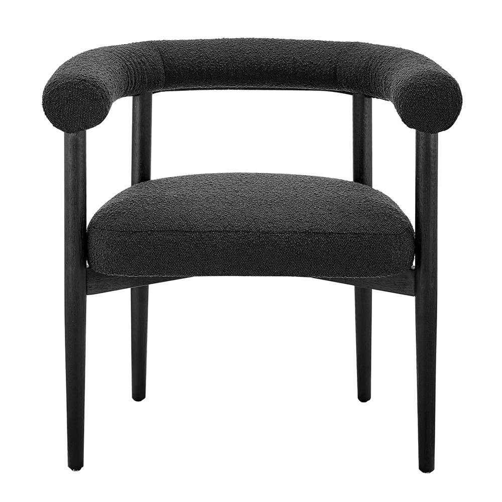 Keanu Boucle Dining Side Chair Black Legs. Picture 2