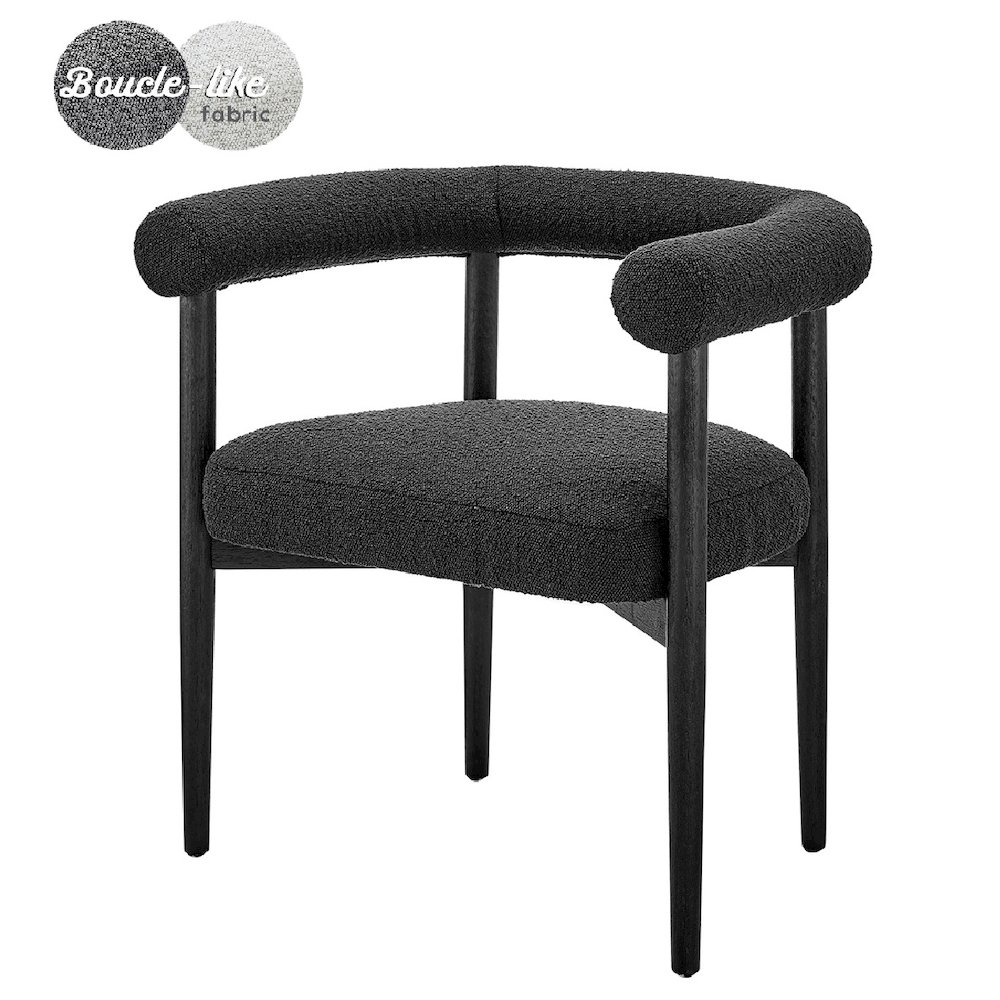 Keanu Boucle Dining Side Chair Black Legs. Picture 1