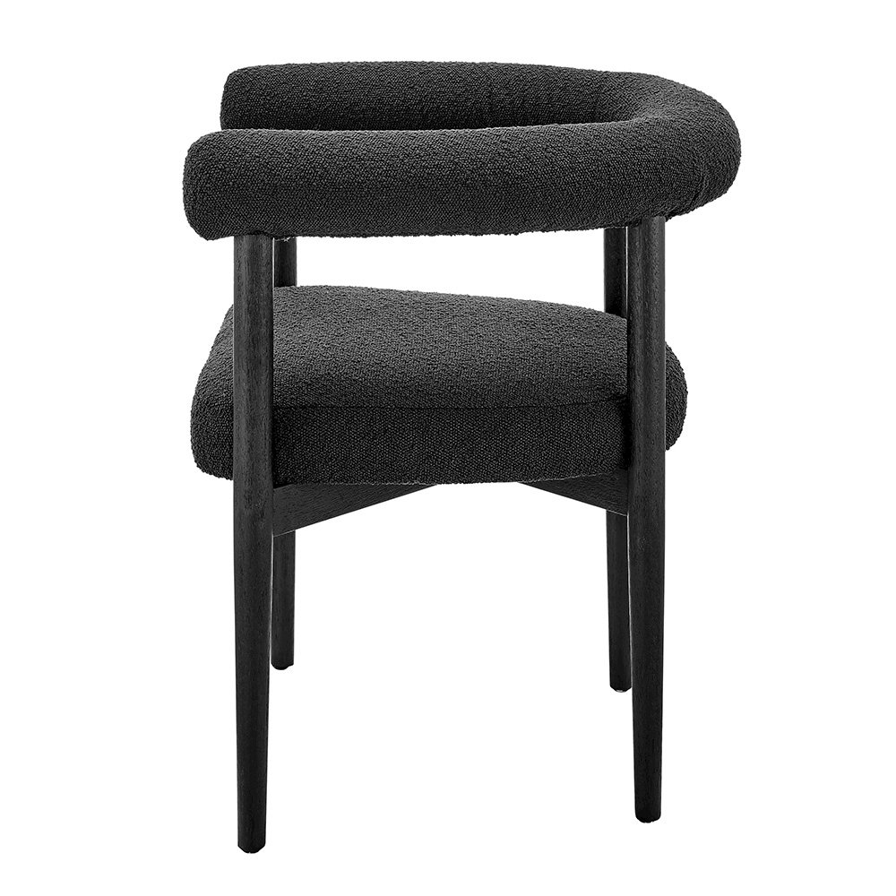 Keanu Boucle Dining Side Chair Black Legs. Picture 3