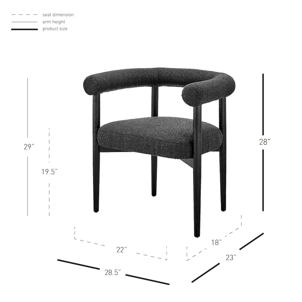 Keanu Boucle Dining Side Chair Black Legs. Picture 11