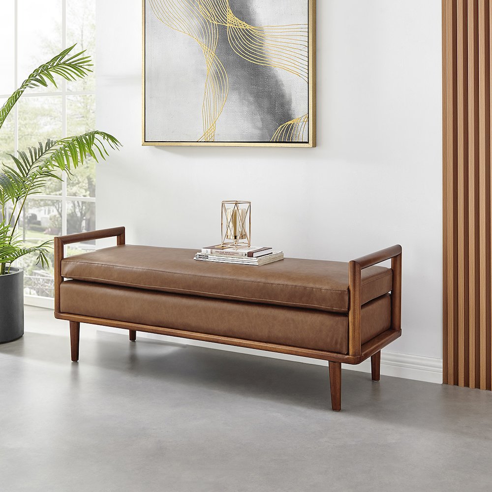 William Faux Leather Bench. Picture 9