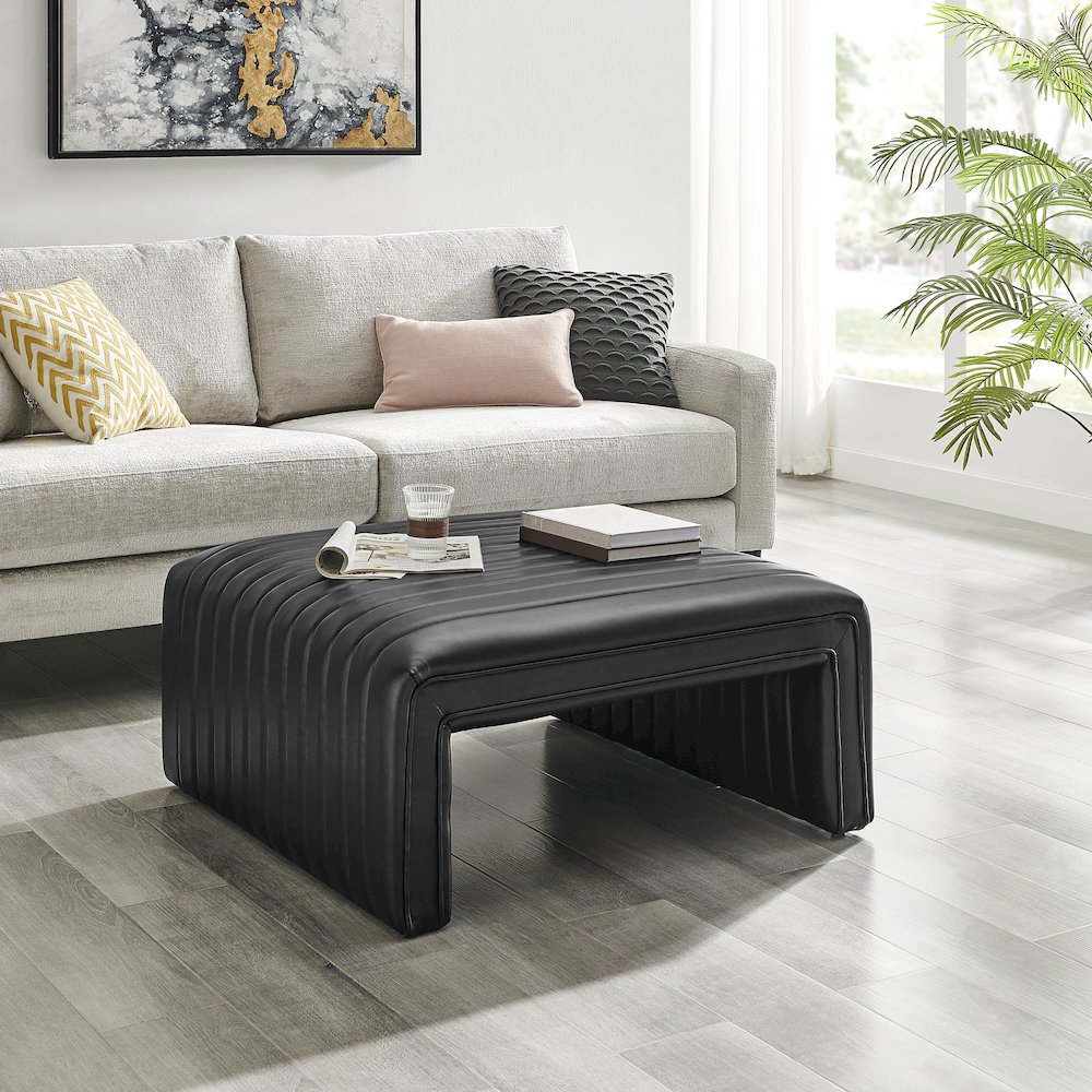 Atkinson Faux Leather Coffee Table/Ottoman. Picture 9