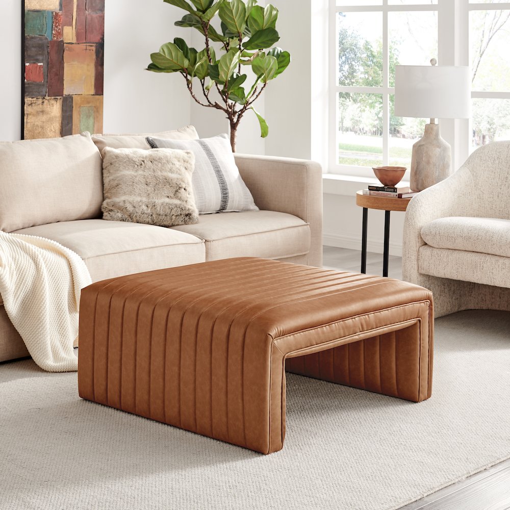 Atkinson Faux Leather Coffee Table/Ottoman. Picture 9